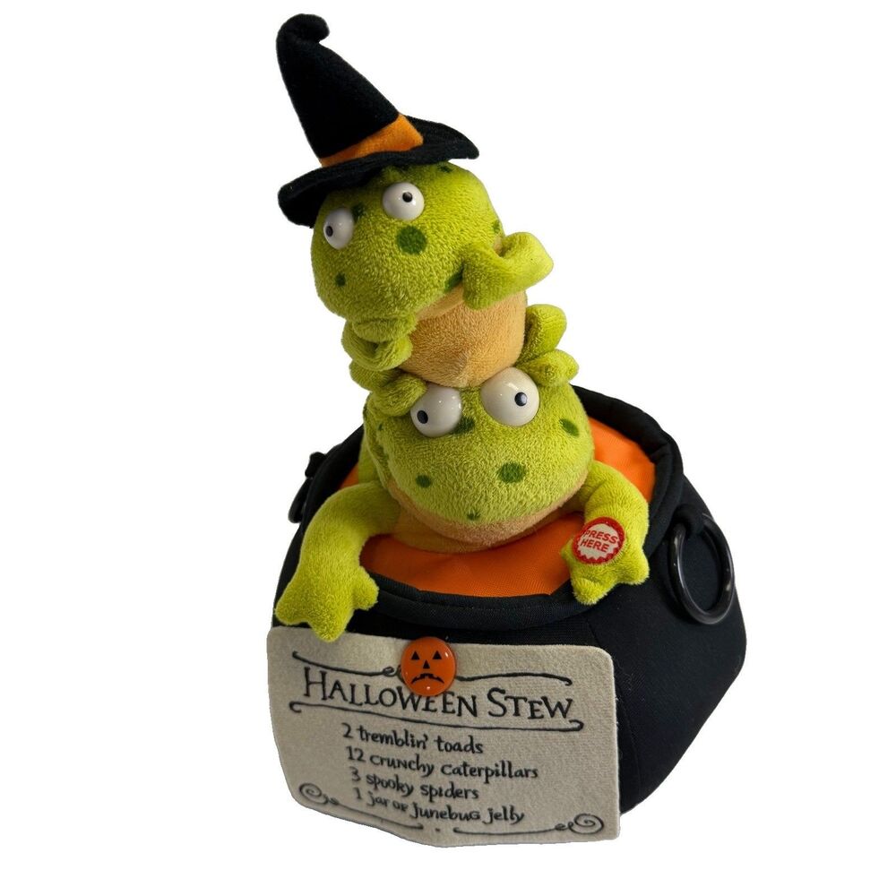 Hallmark 2008 Tremblin Toads Halloween Stew Movement & Sound 12" Plush Figure